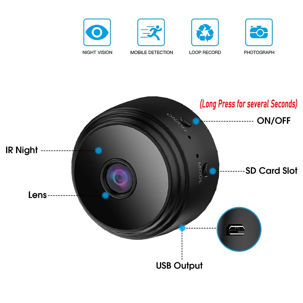 Minicámara de vigilancia A9 1080P HD con Wifi, sensor, vídeo Web,, inalámbrica