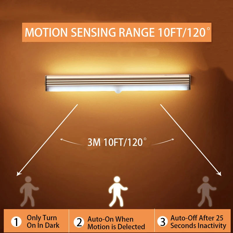 Luz LED inalámbrica con sensor de movimiento para escalera, armario, habitación, pasillo