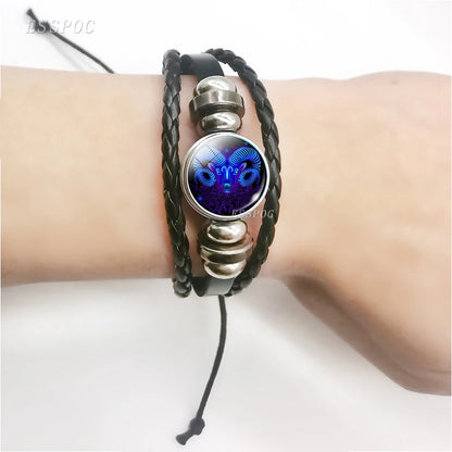 Pulsera con dijes de constelación de 12 signos del zodiaco para hombre y mujer