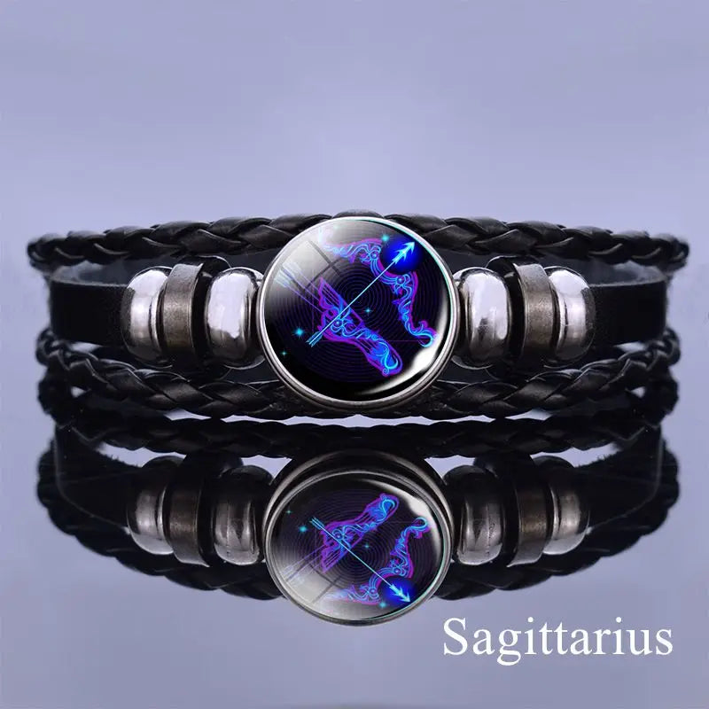 Pulsera con dijes de constelación de 12 signos del zodiaco para hombre y mujer